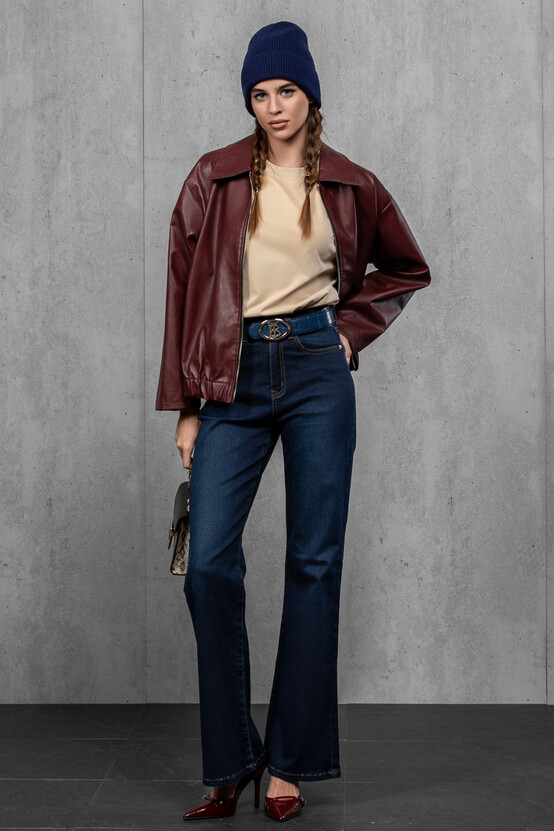 Жіноча шапка біні з ангори та меріно (Navy)