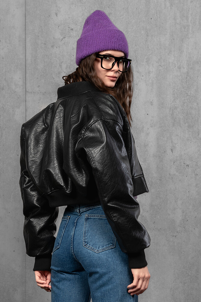 Жіноча зимова в'язана шапка з мохеру (Purple)