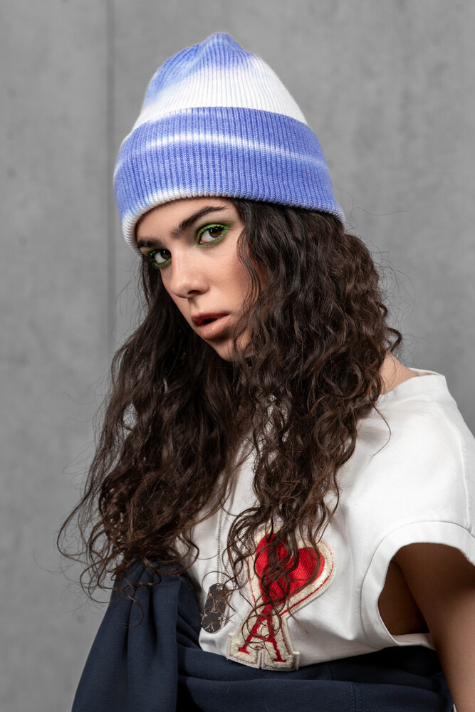 Жіноча шапка Тай Дай з ангори та мериносу (Icy Horizon)