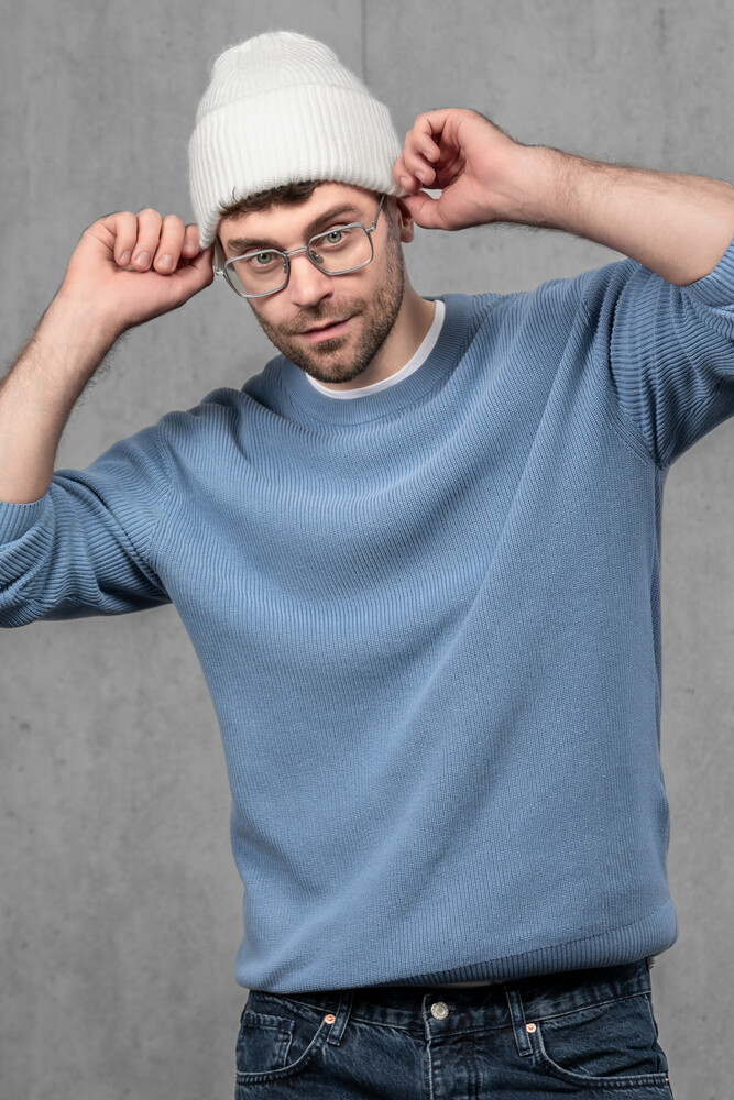 Чоловіча вʼязана шапка з кашеміром (White)