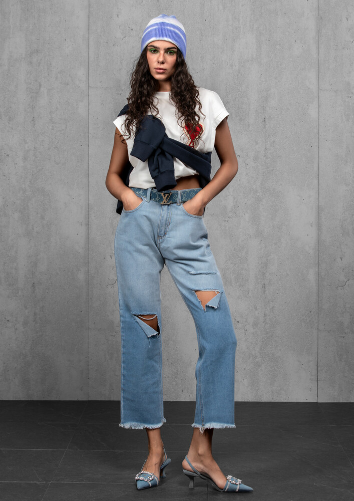 Жіноча шапка Тай Дай з ангори та мериносу (Icy Horizon)