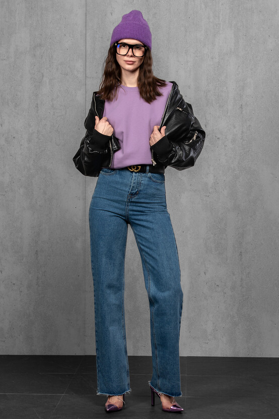 Жіноча зимова в'язана шапка з мохеру (Purple)