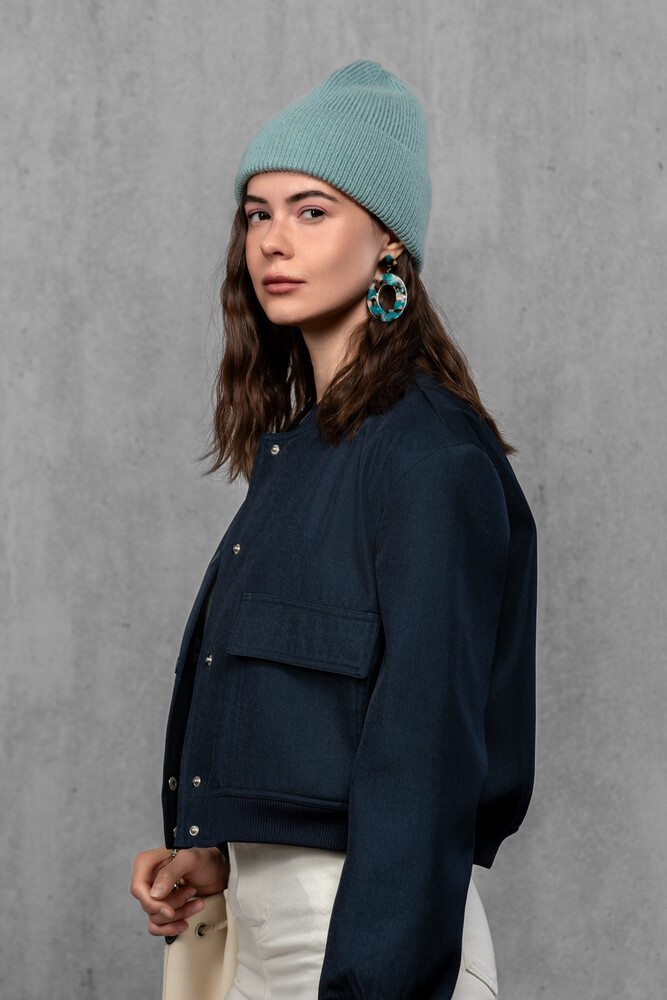 Жіноча шапка біні з ангори та меріно (Teal)