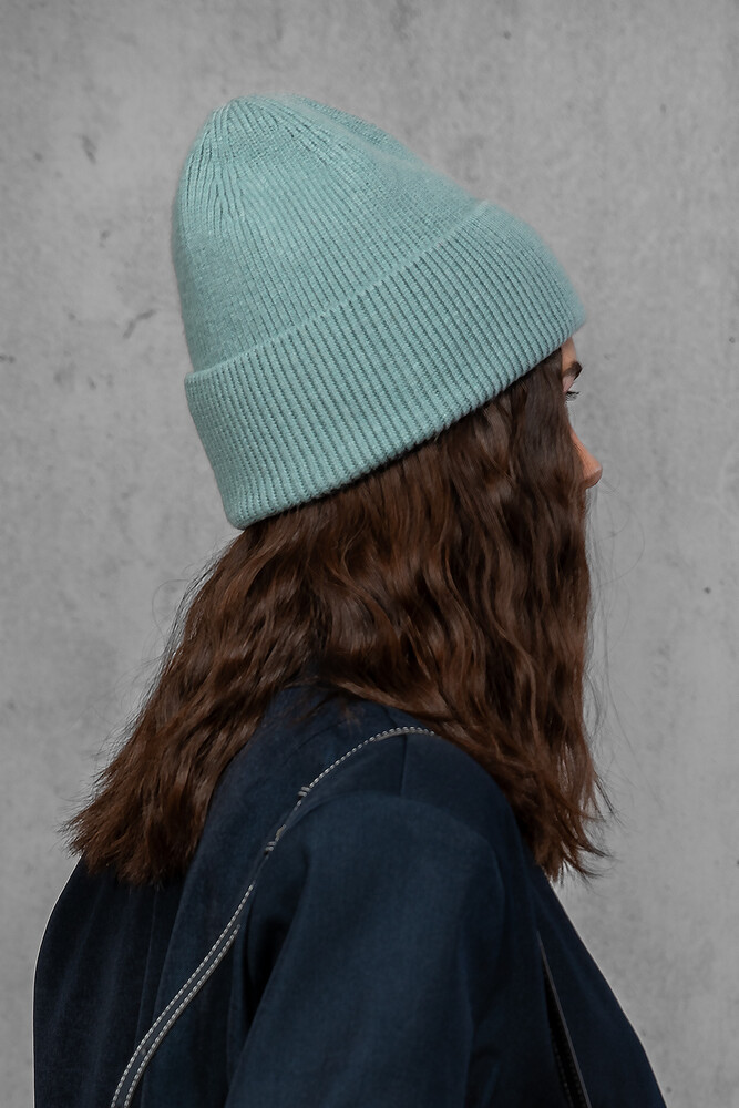 Жіноча шапка біні з ангори та меріно (Teal)
