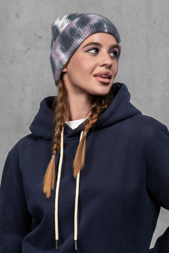 Жіноча шапка Тай Дай з ангори та мериносу (Ink Fade)