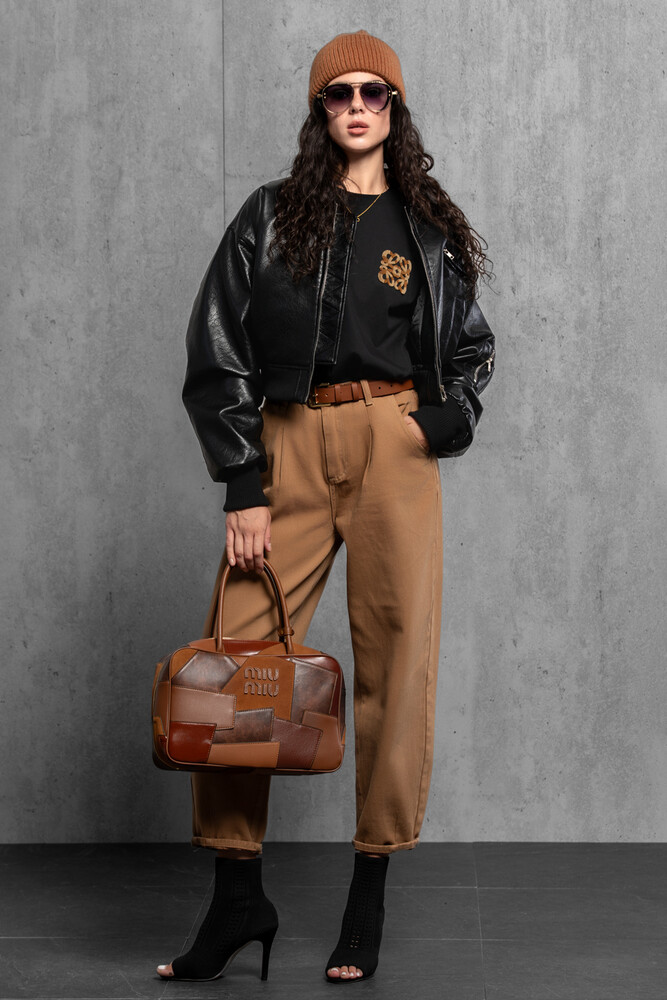 Жіноча вʼязана шапка з кашеміром (Camel)