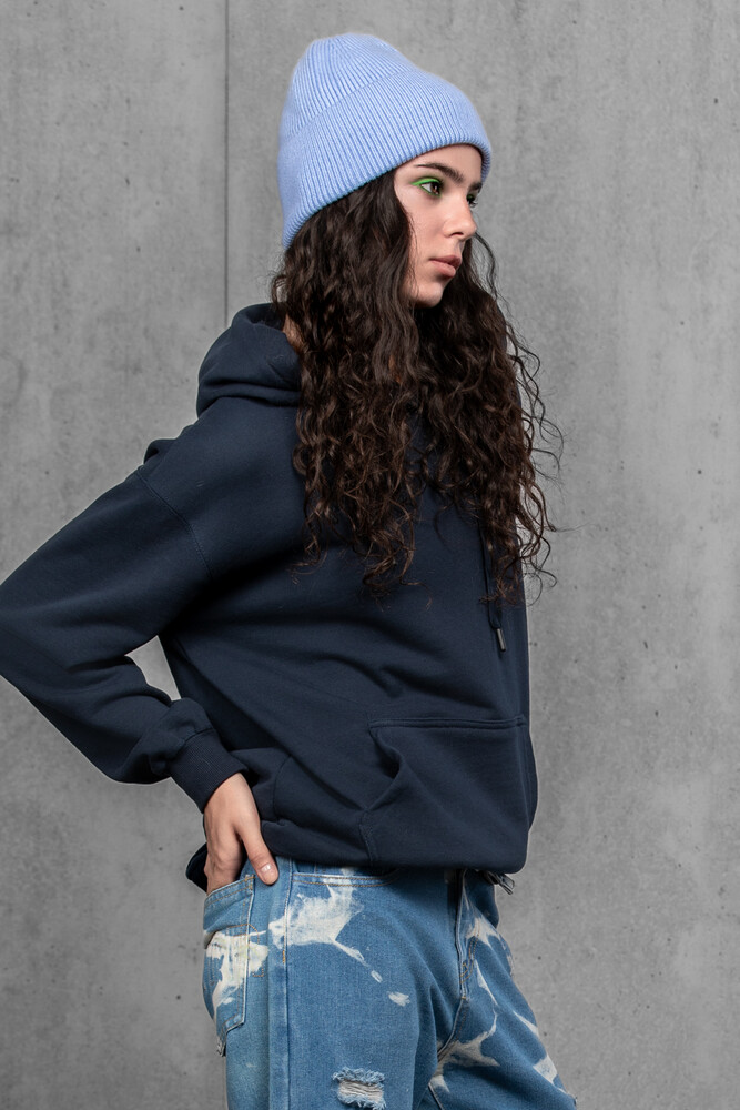 Жіноча шапка біні з ангори та меріно (Baby Blue)