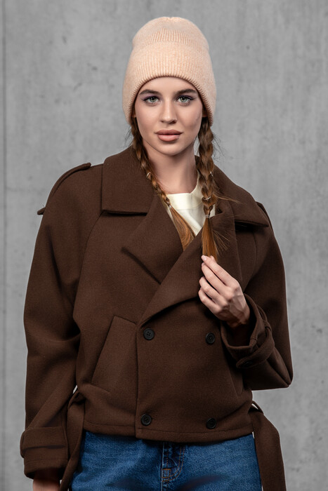 Жіноча шапка біні з ангори та меріно (Mix pink)