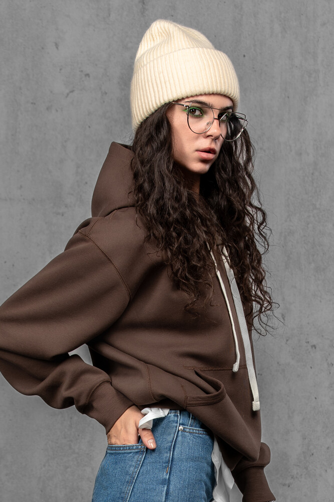 Жіноча вʼязана шапка з кашеміром (Beige)