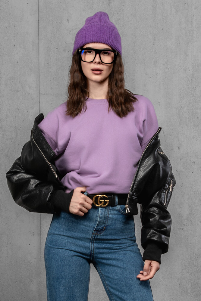 Жіноча зимова в'язана шапка з мохеру (Purple)