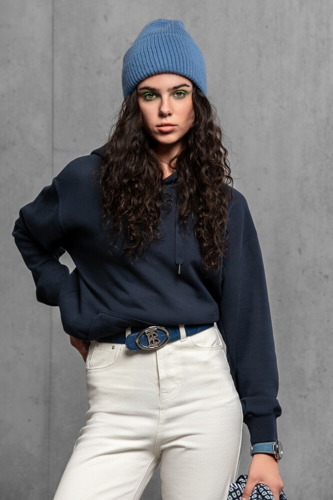 Жіноча вʼязана шапка з кашеміром (Denim)