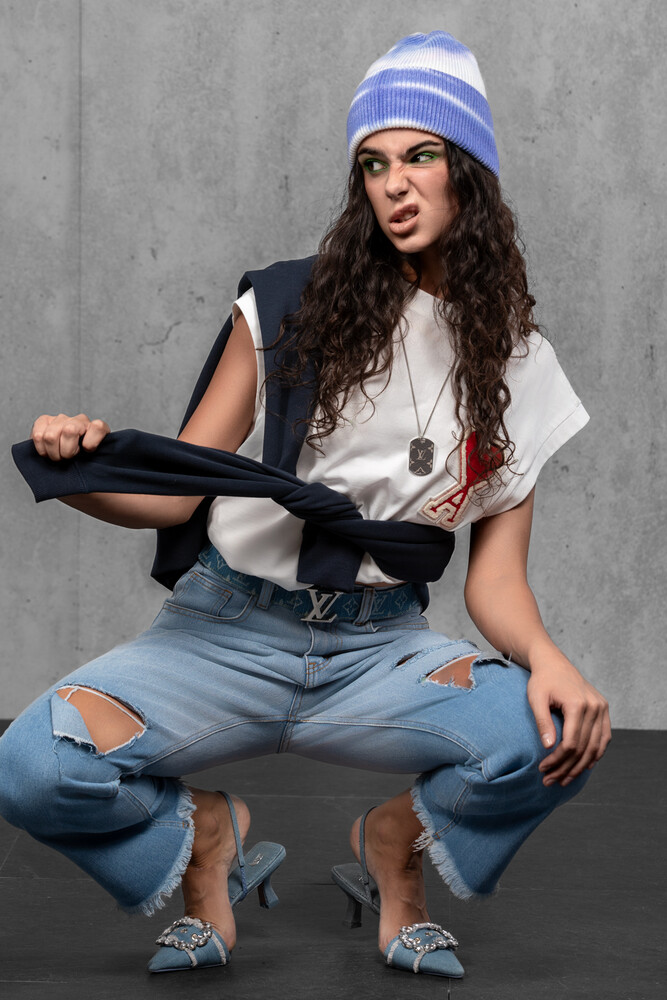 Жіноча шапка Тай Дай з ангори та мериносу (Icy Horizon)