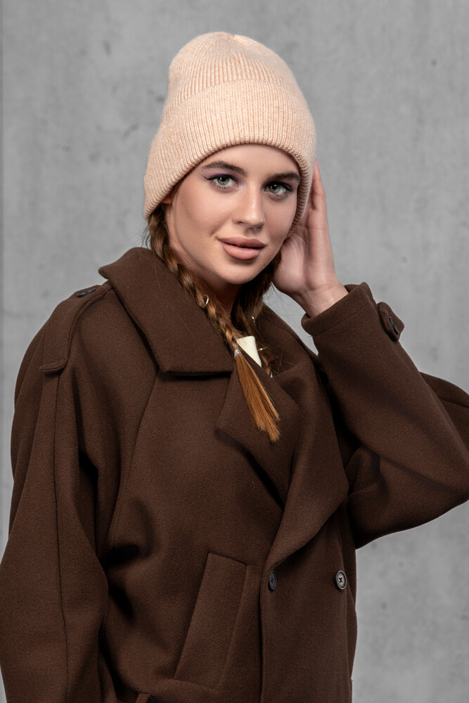 Жіноча шапка біні з ангори та меріно (Mix pink)