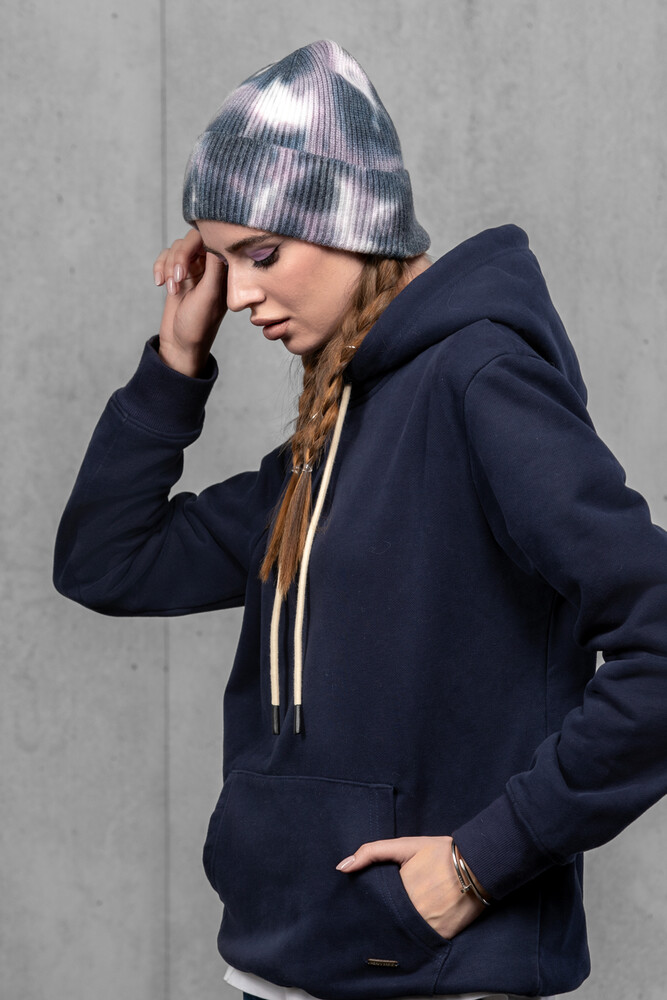 Жіноча шапка Тай Дай з ангори та мериносу (Ink Fade)