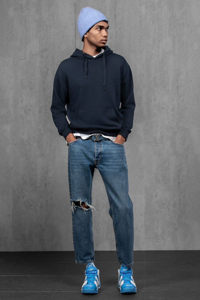 Чоловіча шапка біні з ангори та меріно (Baby Blue)