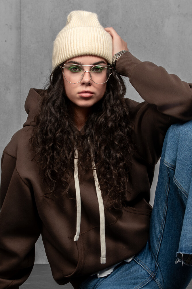 Жіноча вʼязана шапка з кашеміром (Beige)