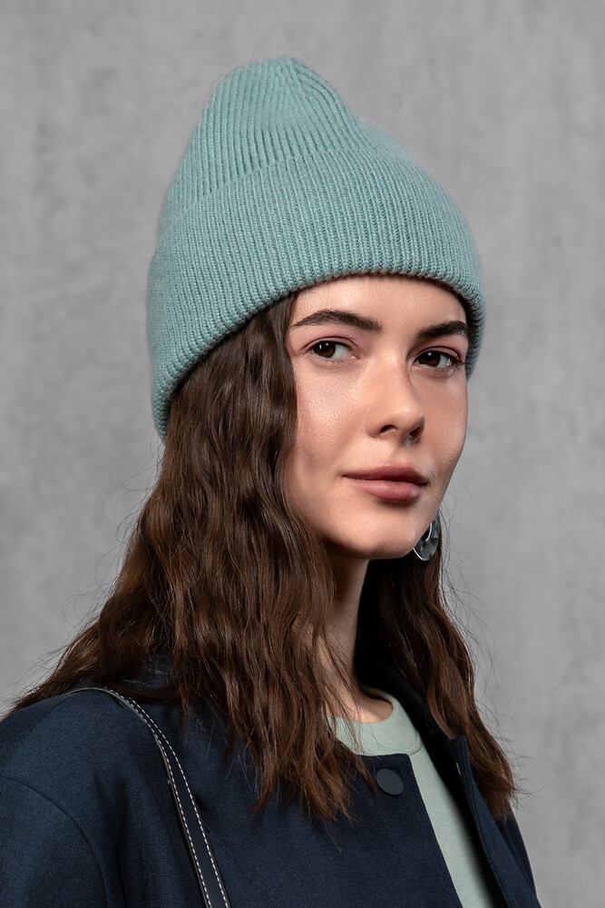 Жіноча шапка біні з ангори та меріно (Teal)