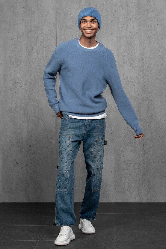 Чоловіча вʼязана шапка з кашеміром (Denim)