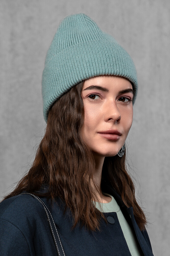 Жіноча шапка біні з ангори та меріно (Teal)