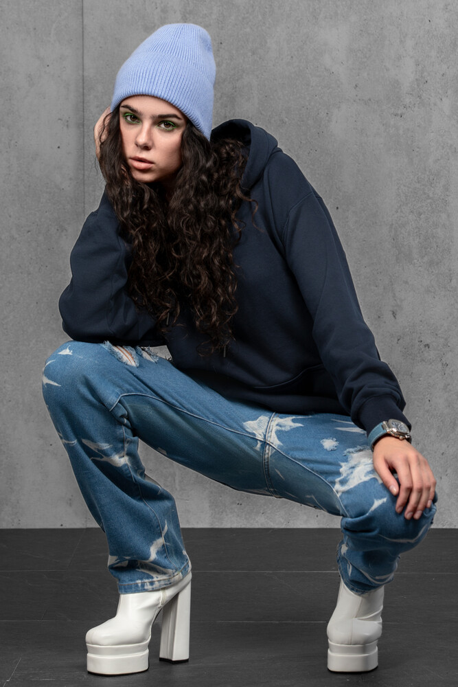 Жіноча шапка біні з ангори та меріно (Baby Blue)