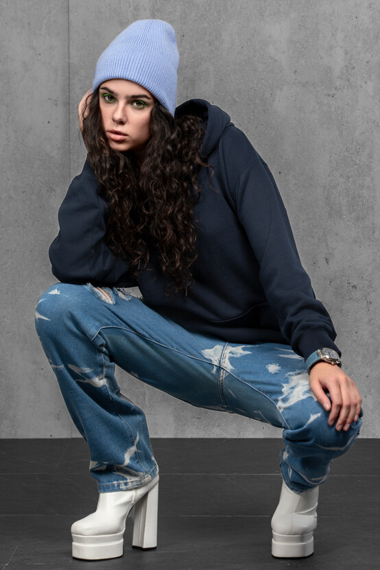 Жіноча шапка біні з ангори та меріно (Baby Blue)