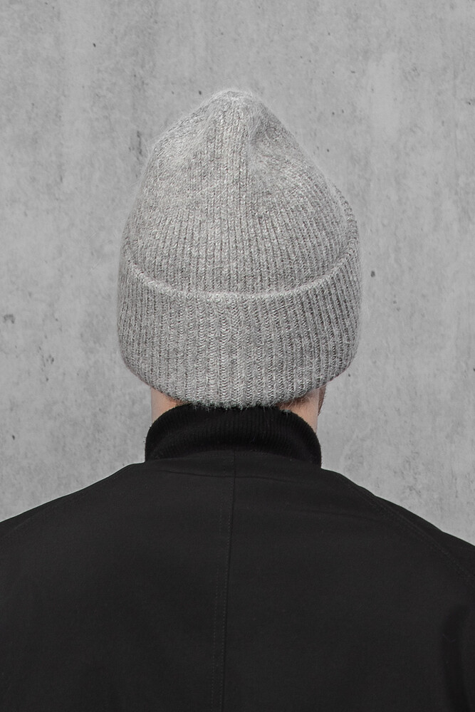 Чоловіча зимова в'язана шапка з мохеру (Grey)