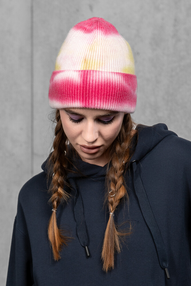 Жіноча шапка Тай Дай з ангори та мериносу (Sunset Stripe)