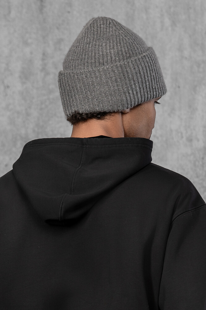 Чоловіча вʼязана шапка з кашеміром (Dark grey)