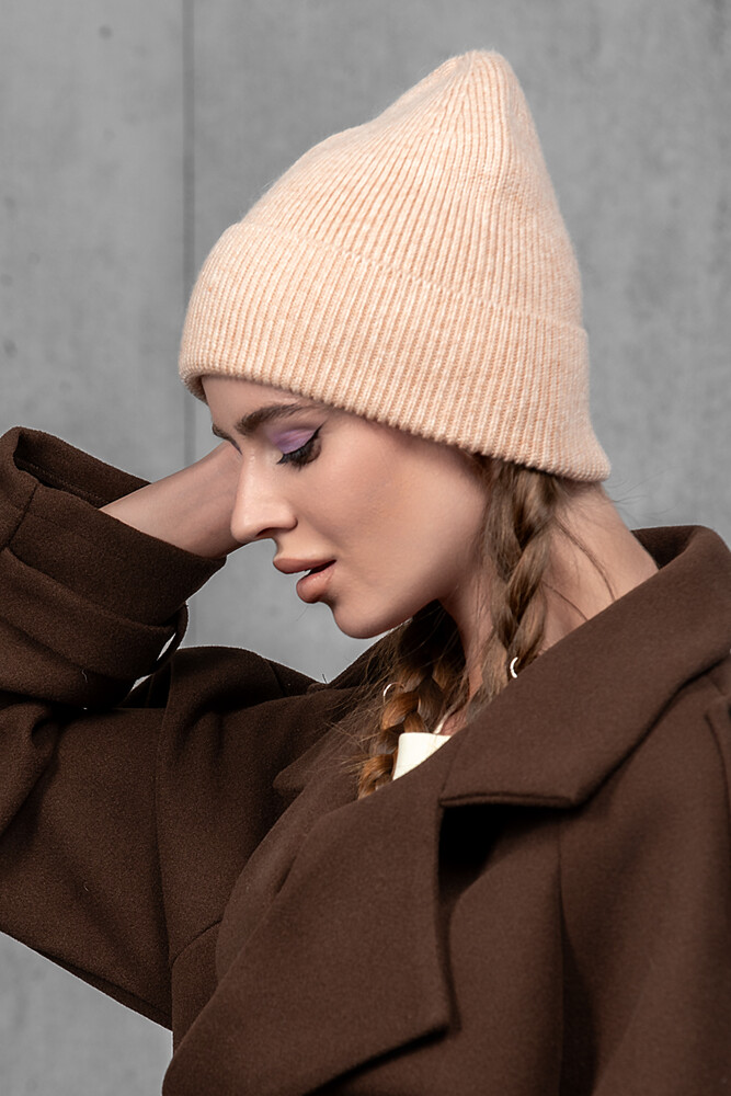 Жіноча шапка біні з ангори та меріно (Mix pink)