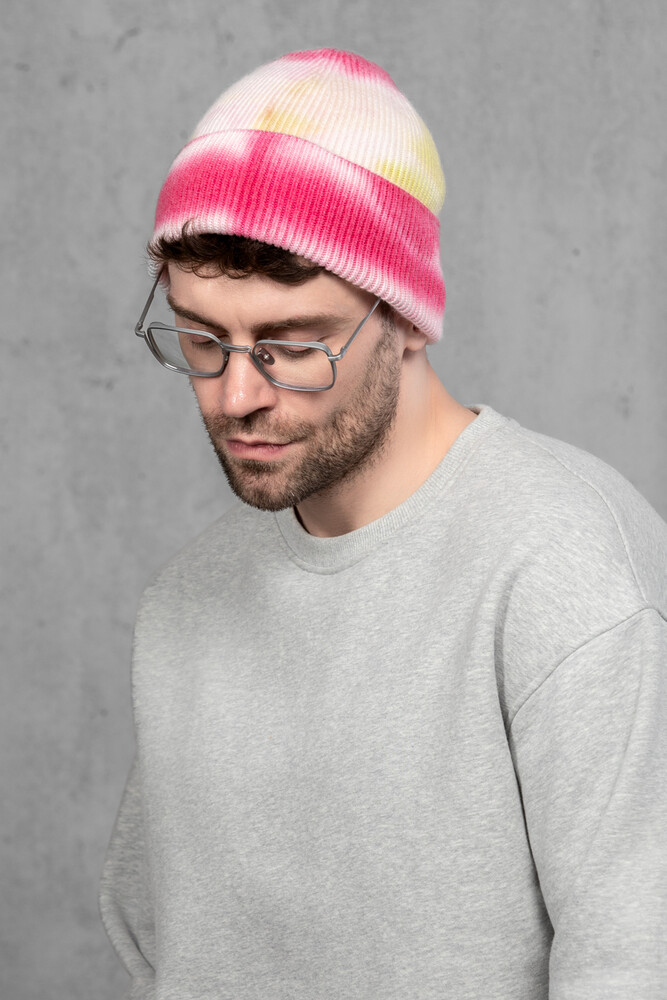 Чоловіча шапка Тай Дай з ангори та мериносу (Sunset Stripe)