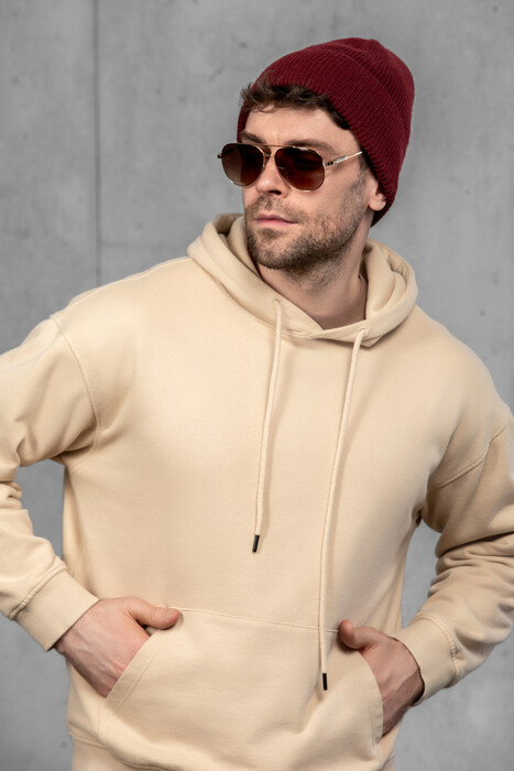 Чоловіча шапка біні з ангори та меріно (Burgundy)