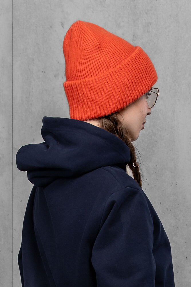Жіноча зимова в'язана шапка з мохеру (Orange)