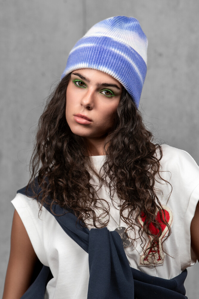 Жіноча шапка Тай Дай з ангори та мериносу (Icy Horizon)