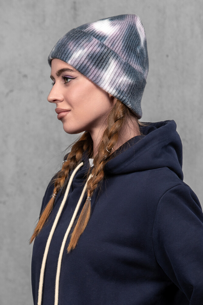 Жіноча шапка Тай Дай з ангори та мериносу (Ink Fade)