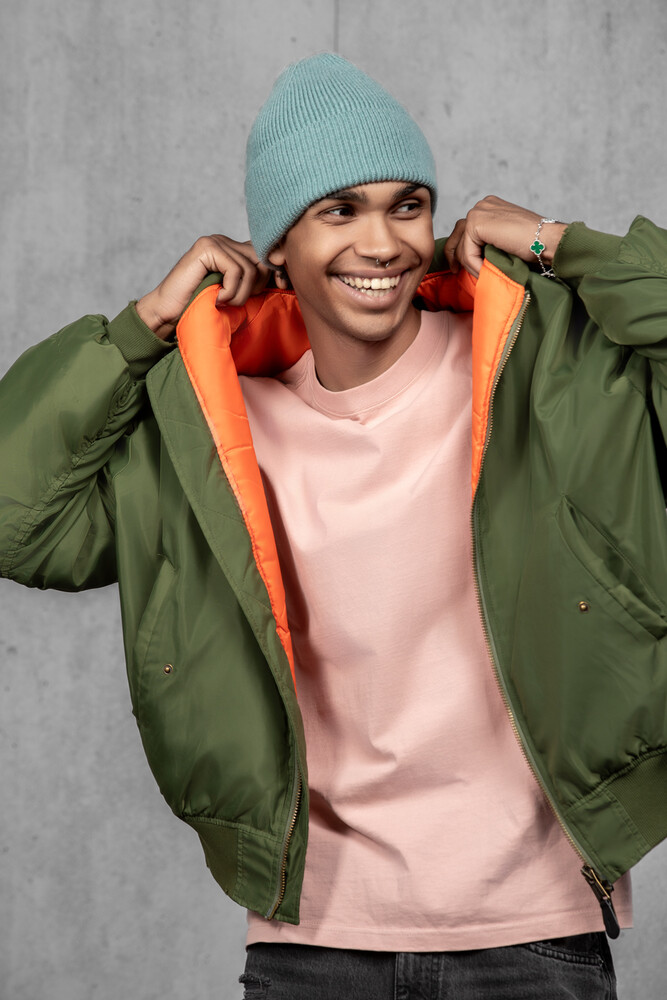 Чоловіча шапка біні з ангори та меріно (Teal)