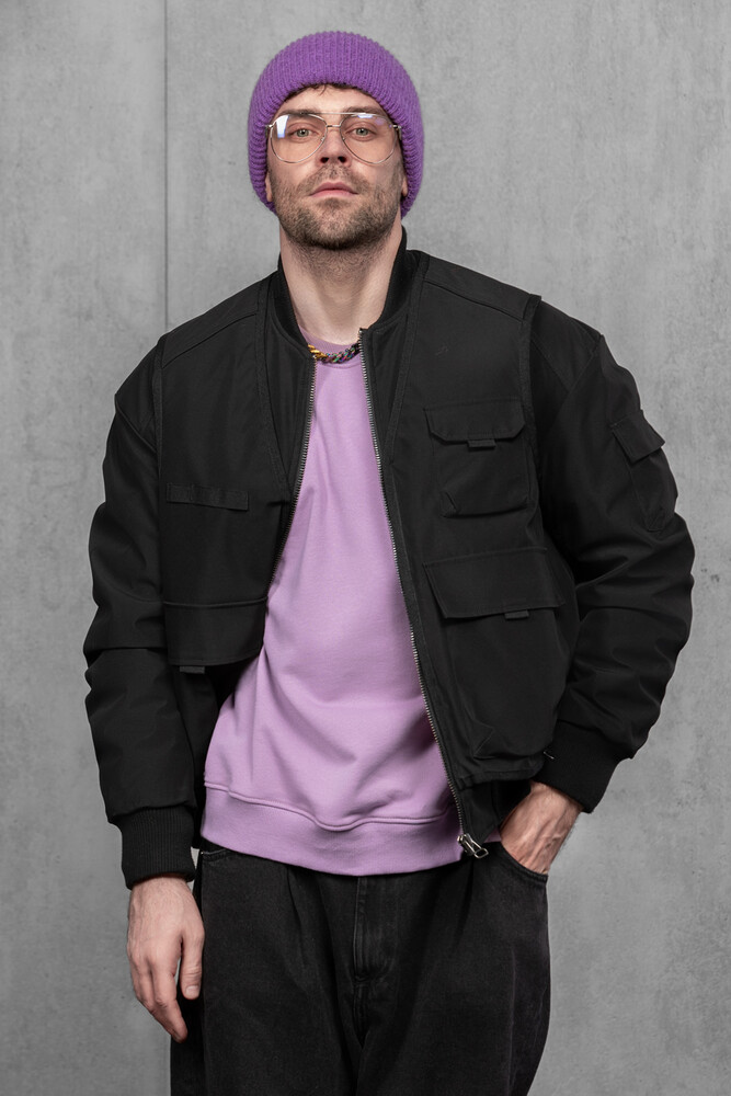 Чоловіча зимова в'язана шапка з мохеру (Purple)